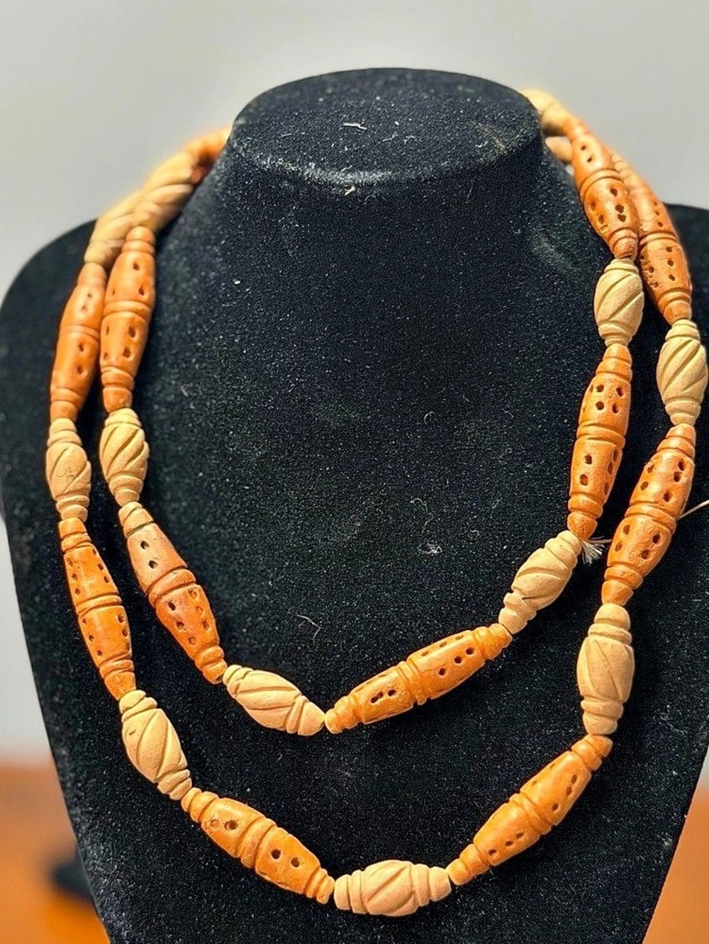 Beaded Necklace Set in Orange & Tan